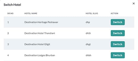 Switch between hotels